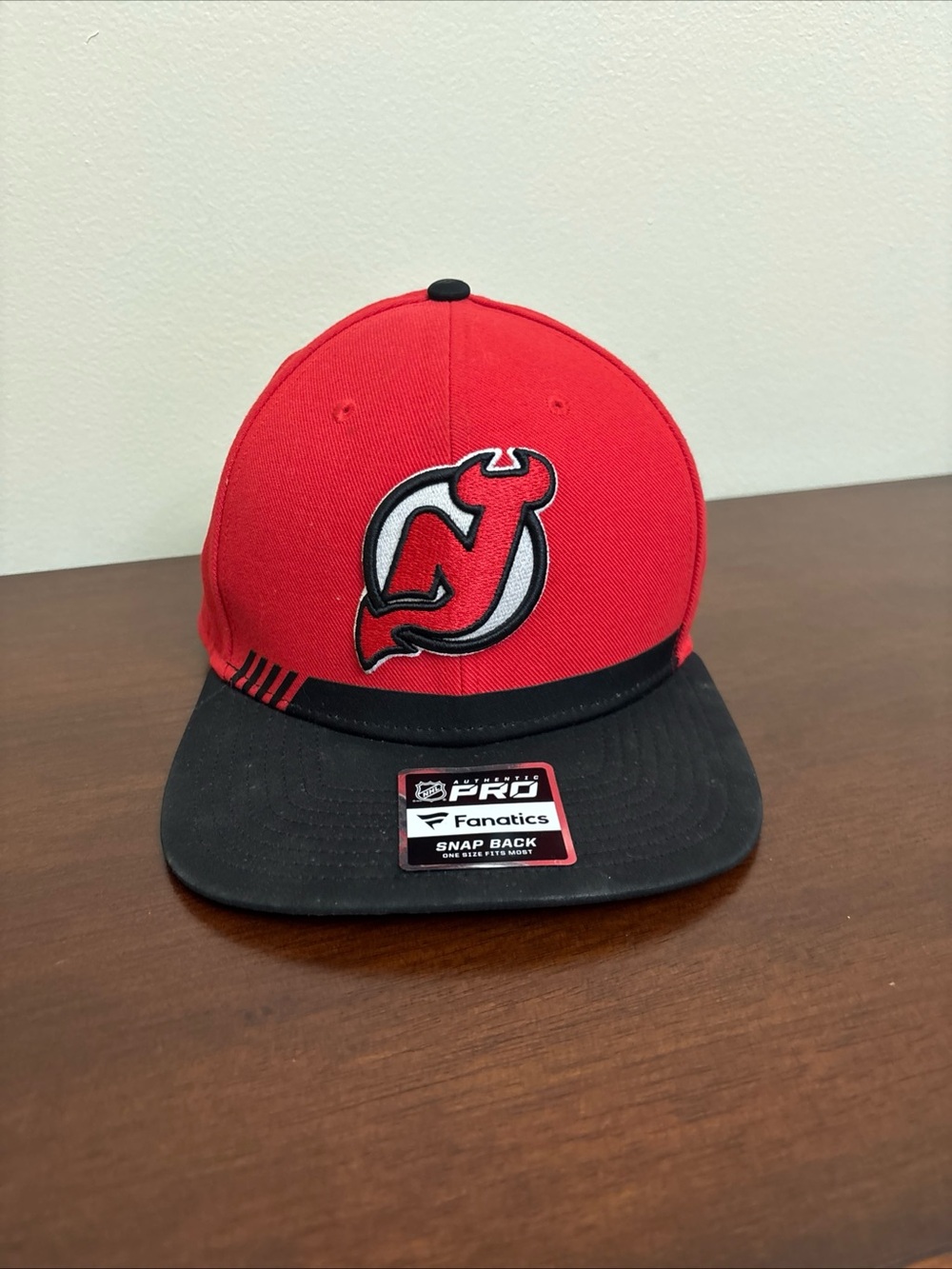 Fanatics Red and Black New Jersey Devils Logo Snapback Hat